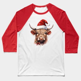 Santa Highland cow Baseball T-Shirt